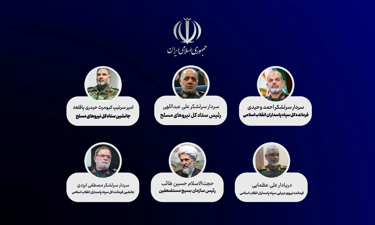 انتصاب شش فرمانده عالی‌رتبه نیروهای مسلح با احکام جدید فرمانده کل قوا