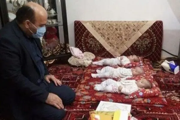  هدیه رهبر انقلاب به خانواده دارای فرزندان سه قلوی تبریزی 