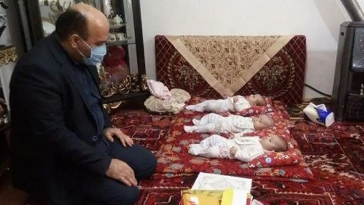  هدیه رهبر انقلاب به خانواده دارای فرزندان سه قلوی تبریزی 