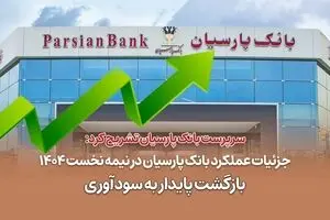 جزئیات عملکرد بانک پارسیان در نیمه نخست 1404 / بازگشت پایدار به سودآوری