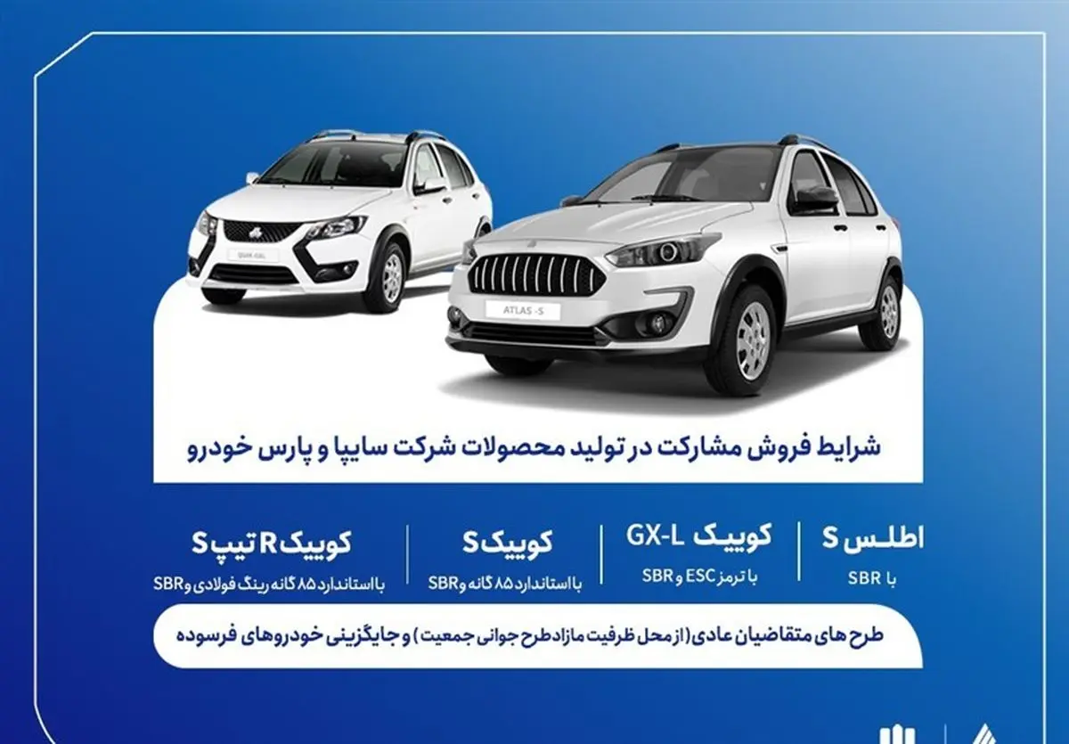 آغاز فروش مشارکت در تولید محصولات سایپا و پارس‌خودرو از سه‌شنبه ۲۲ اردیبهشت
