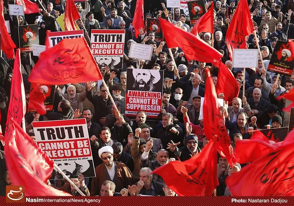 تجمع مردم تهران در اعتراض به اعدام شیخ نمر