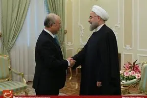 دیدار یوکیو آمانو با حسن روحانی