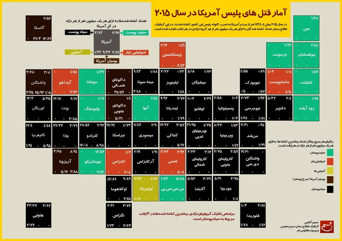 آمار قتل‌های پلیس آمریکا در سال ۲۰۱۵