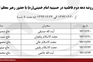برنامه روضه دهه دوم فاطمیه در حسینیه امام خمینی(ره)