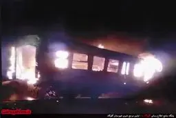 آتش‌سوزی در واگن قطار مسافربری گرگان به تهران در گلوگاه/ حادثه تلفات جانی نداشت+تصاویر