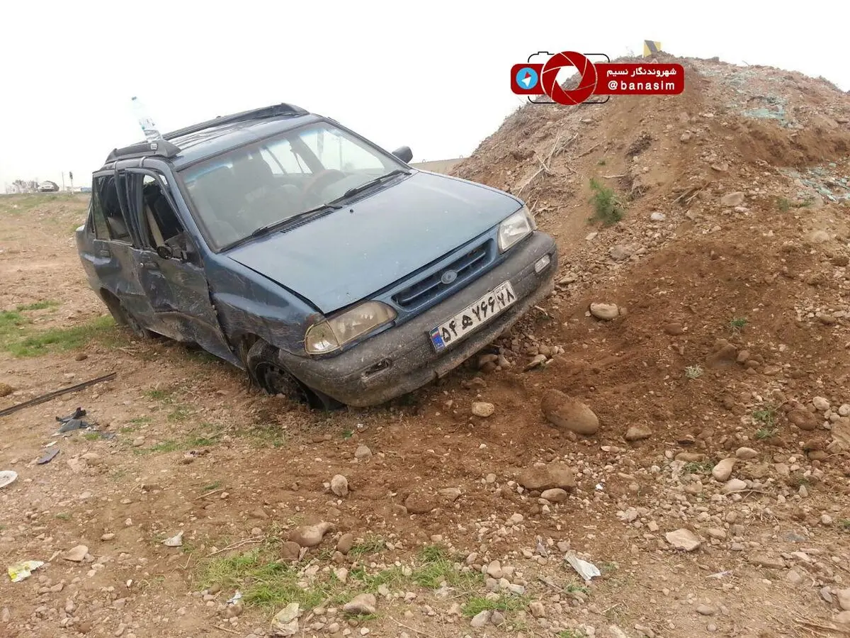 واژگونی خودرو بعلت خواب آلودگی در مسیر قوچان - فاروج