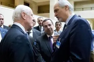 دیدار هیئت اعزامی دولت سوریه با دی میستورا در ژنو