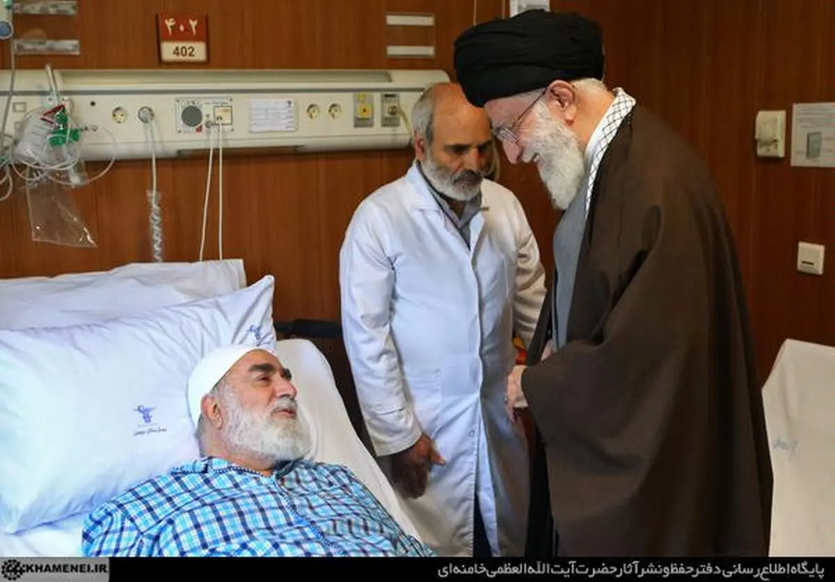 عیادت رهبر انقلاب از حجت‌الاسلام محمدی گلپایگانی و همسر شهید بابایی + تصاویر