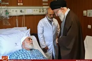 عیادت رهبر معظم انقلاب از حجت‌الاسلام‌ محمدی گلپایگانی و همسر شهید بابایی