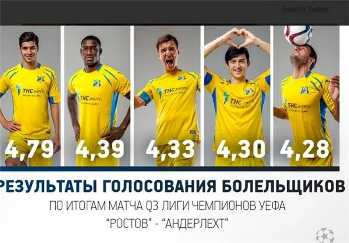 انتخاب عزت‌اللهی از سوی هواداران به عنوان بهنرین بازیکن روستوف برابر اندرلخت