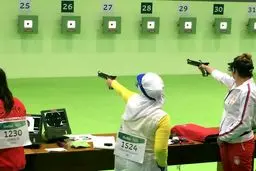 گزارش تصویری از رقابت گلنوش سبقت‌الهی در مرحله مقدماتی تپانچه