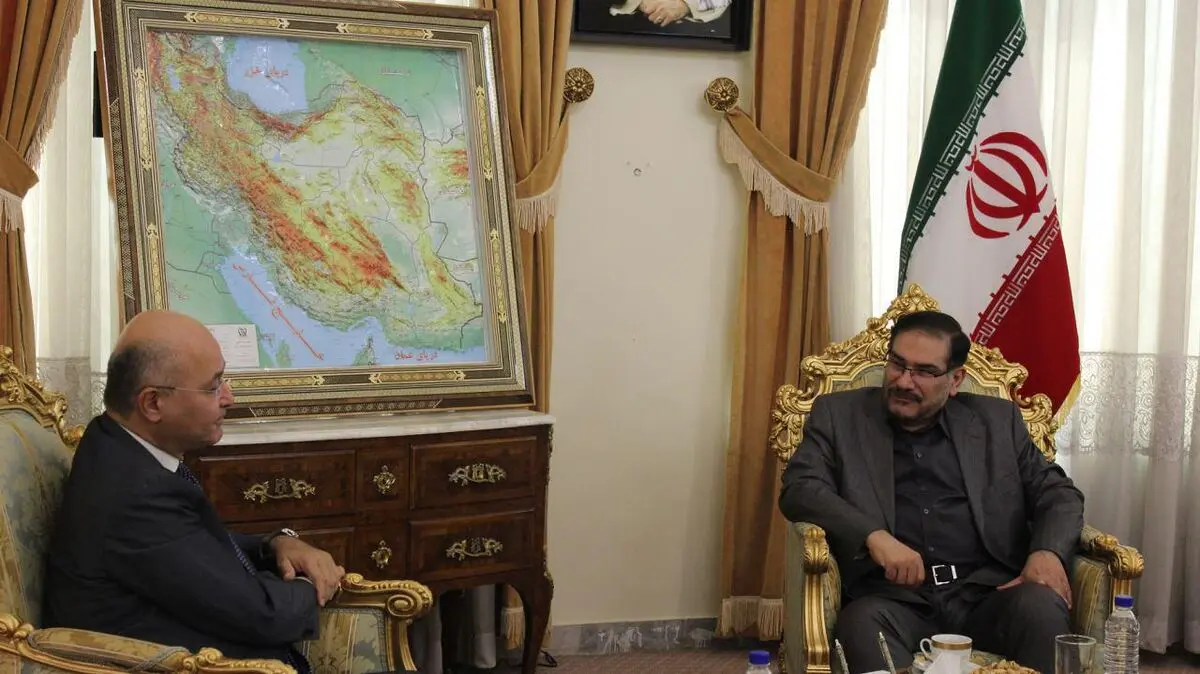 شمخانی: منافع راهبردی عراق صرفا با تقویت عراق یکپارچه قابل تحقق است/ برهم صالح: ایران را هم پیمان استراتژیک خود می‌دانیم