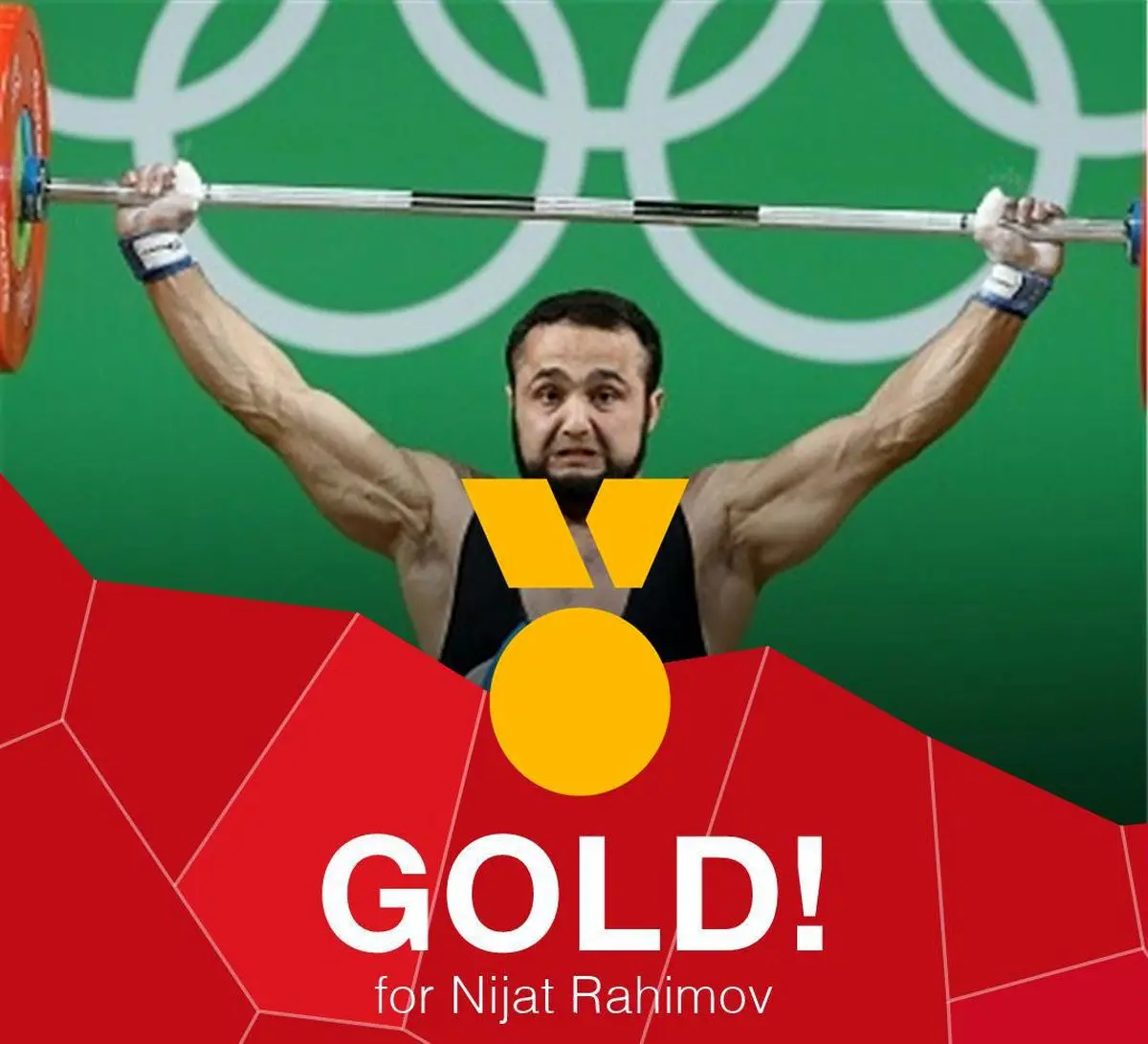 رحیموف قزاق به نشان طلای وزنه‌برداری دسته ۷۷ کیلو دست یافت