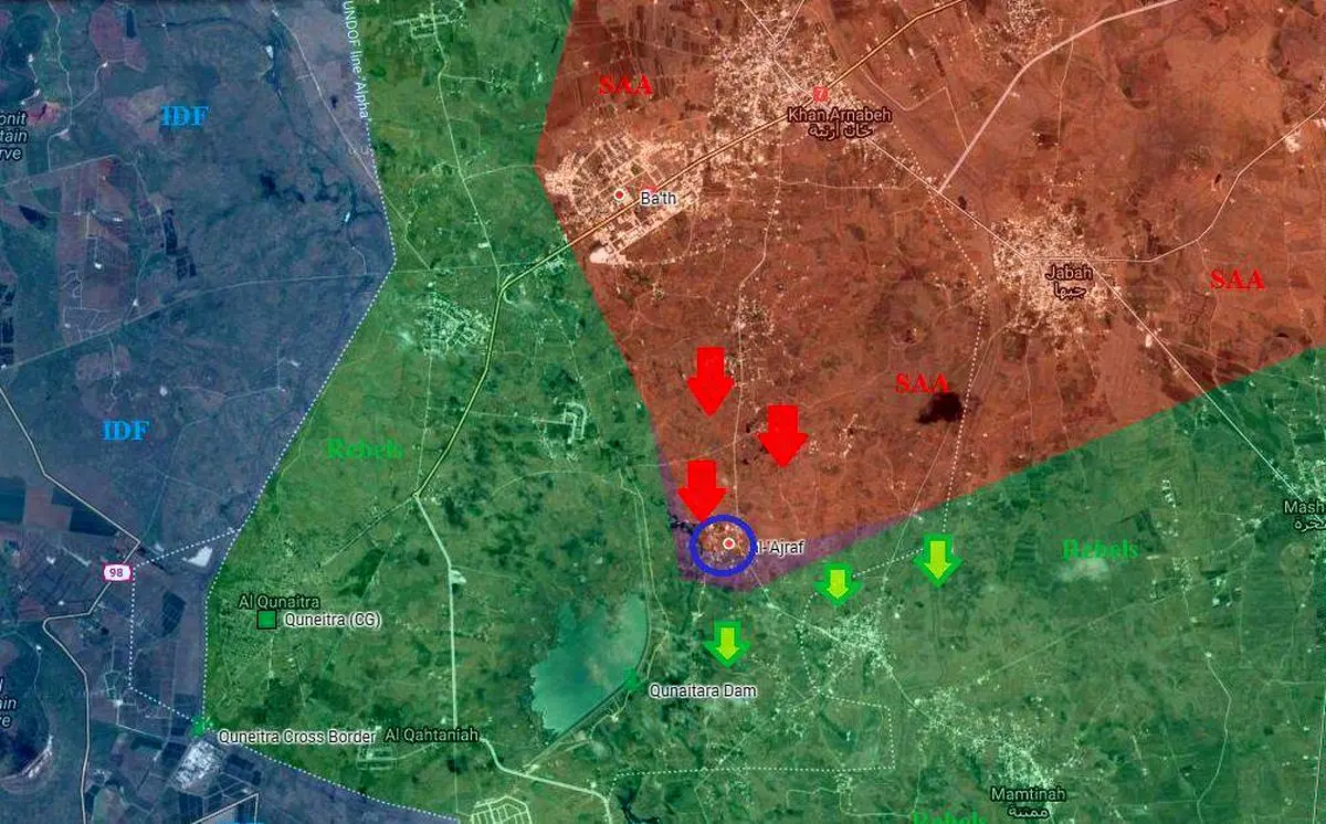 ارتش سوریه و نیروهای مقاومت شهر "اجرف" در نزدیکی قنیطره را به تصرف درآورد