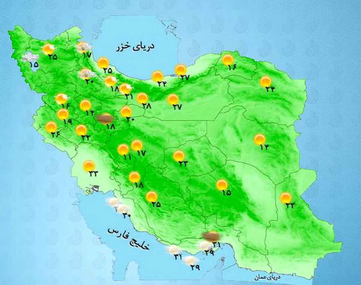 وضعیت هوای استان‌های کشور در ۷ شهریورماه ۹۵