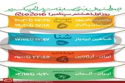 جدول زمانبندی مسابقات نمایندگان ایران در 