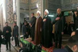 حضور روحانی در جمع عزاداران حسینی در حرم حضرت عبدالعظیم(ع)