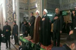 حضور روحانی در جمع عزاداران حسینی در حرم حضرت عبدالعظیم(ع)