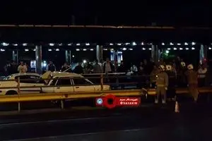 عکس خبری :: تصادف دو خودرو در خط ویژه اتوبان بسیج