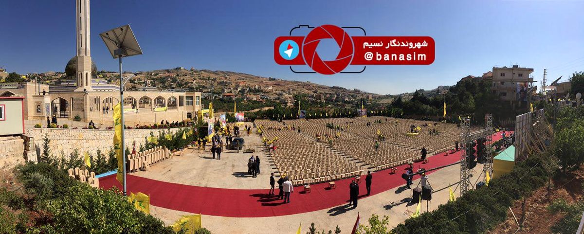 آماده‌سازی محل برگزاری جشن پیروزی حزب‌الله لبنان