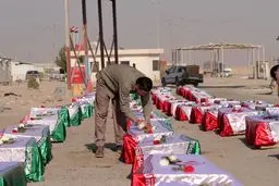 استقبال از ۵۵ شهید دفاع مقدس در شلمچه