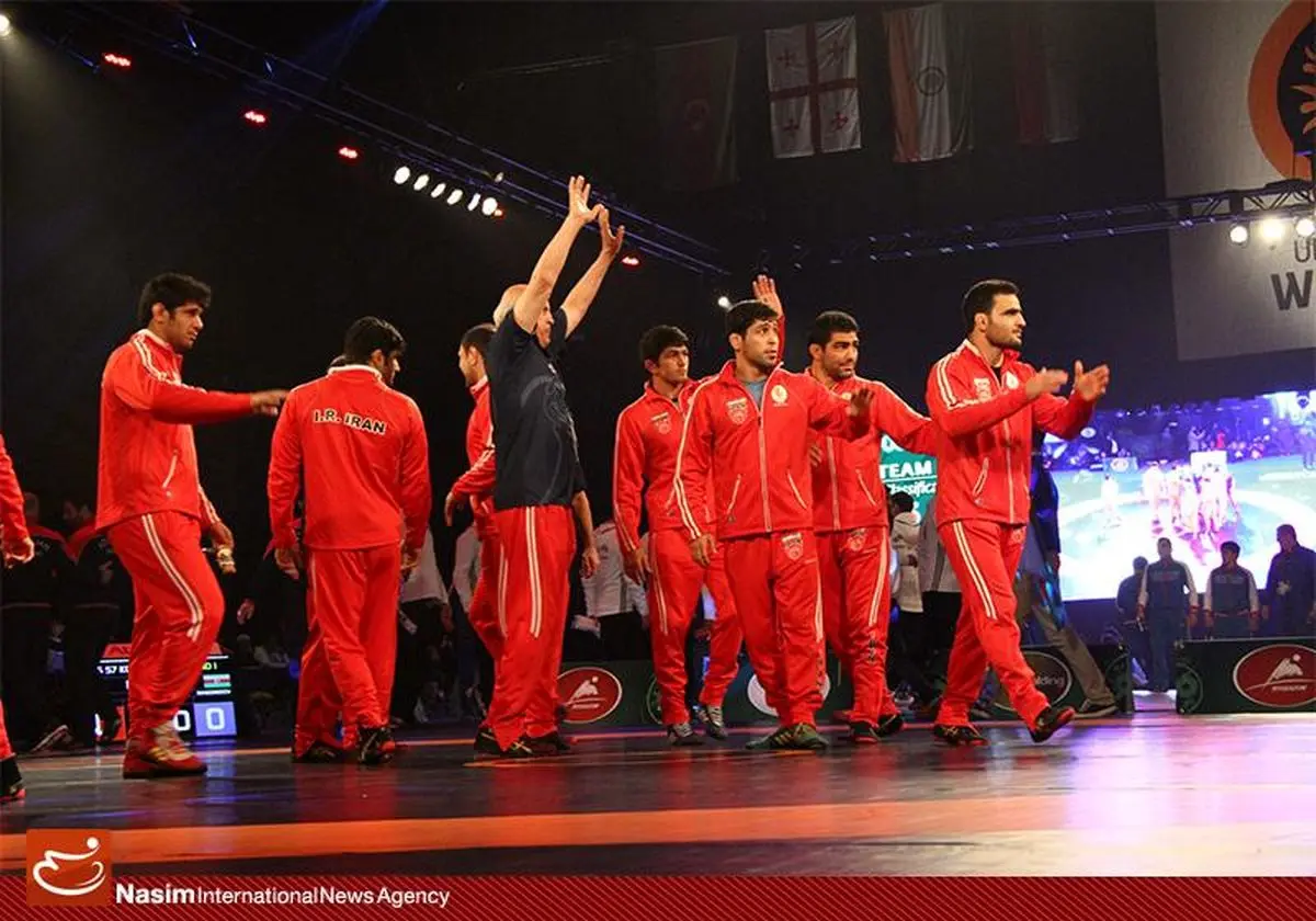 دیدار تیم‌های ایران و آذربایجان در رقابت‌های جام جهانی کشتی آزاد در آمریکا