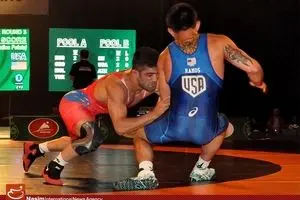 دیدار تیم‌های ایران و آمریکا در رقابت‌های جام جهانی کشتی آزاد در آمریکا