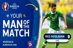 هولاهان بهترین بازیکن دیدار ایرلندجنوبی و سوئد شد