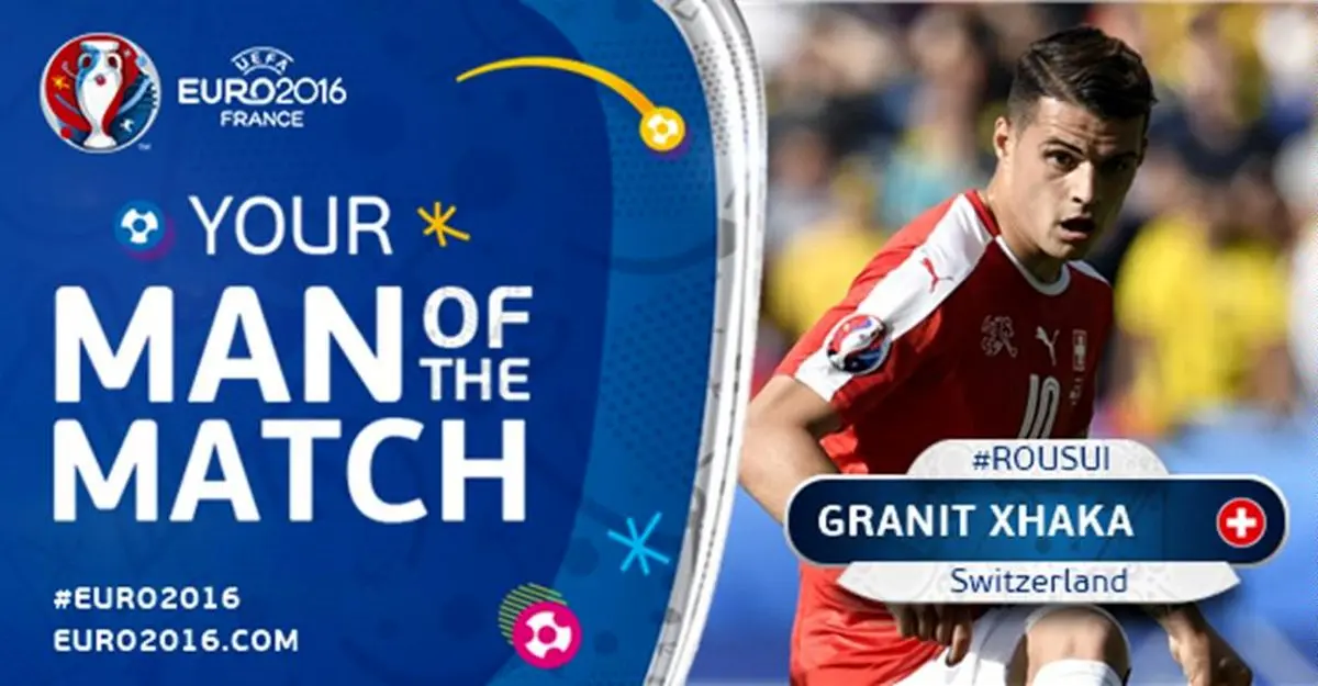 ژاکا بهترین بازیکن دیدار سوئیس و رومانی شد