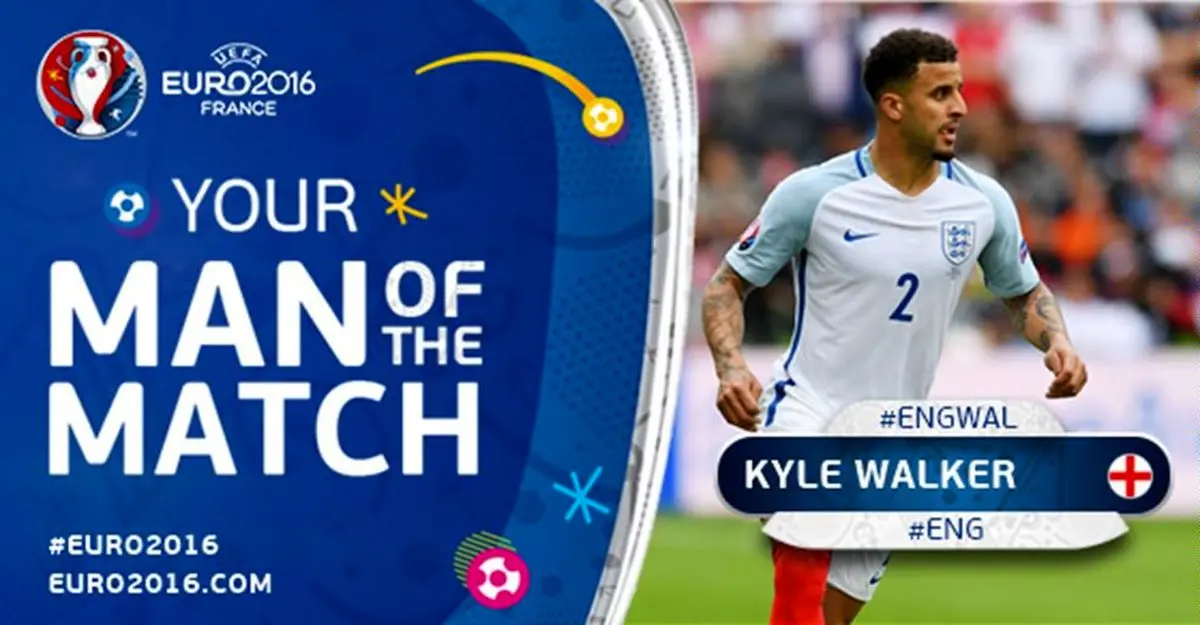 کایل واکر بهترین بازیکن دیدار انگلیس و ولز شد