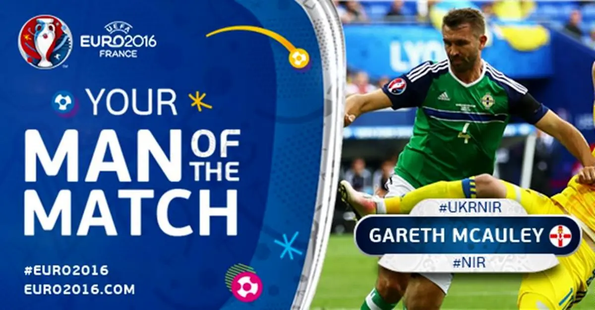 "مک‌آئولی" بهترین بازیکن دیدار ایرلندشمالی و اوکراین شد