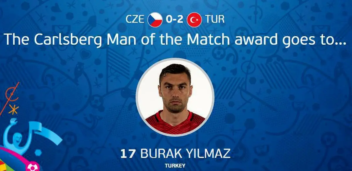 بوراک ییلماز بهترین بازیکن دیدار ترکیه و جمهوری چک شد