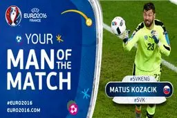 کوژاچیک بهترین بازیکن دیدار انگلیس و اسلواکی شد