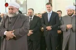 شرکت بشار اسد در نماز عید فطر