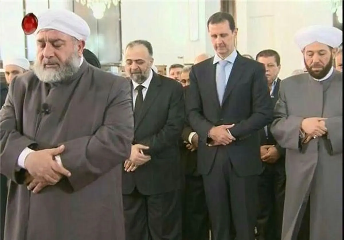 شرکت بشار اسد در نماز عید فطر