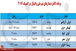 برنامه کامل دیدارهای تیم ملی والیبال ایران در المپیک ۲۰۱۶