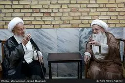 دیدار آیت‌الله مکارم شیرازی با آیت‌الله صافی گلپایگانی + تصاویر