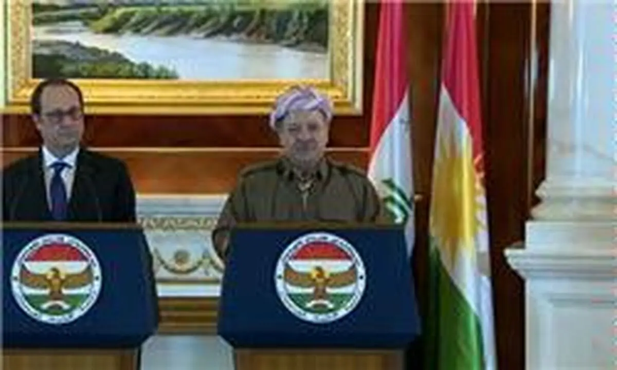 بارزانی: فرانسه به حمایت خود از کردستان ادامه دهد/ اولاند: داعش در سوریه و عراق باید نابود شوند