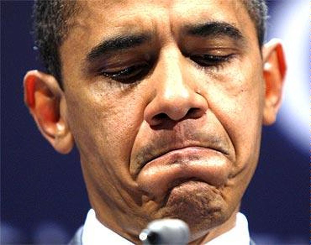 گریه اوباما در جلسه خداحافظی