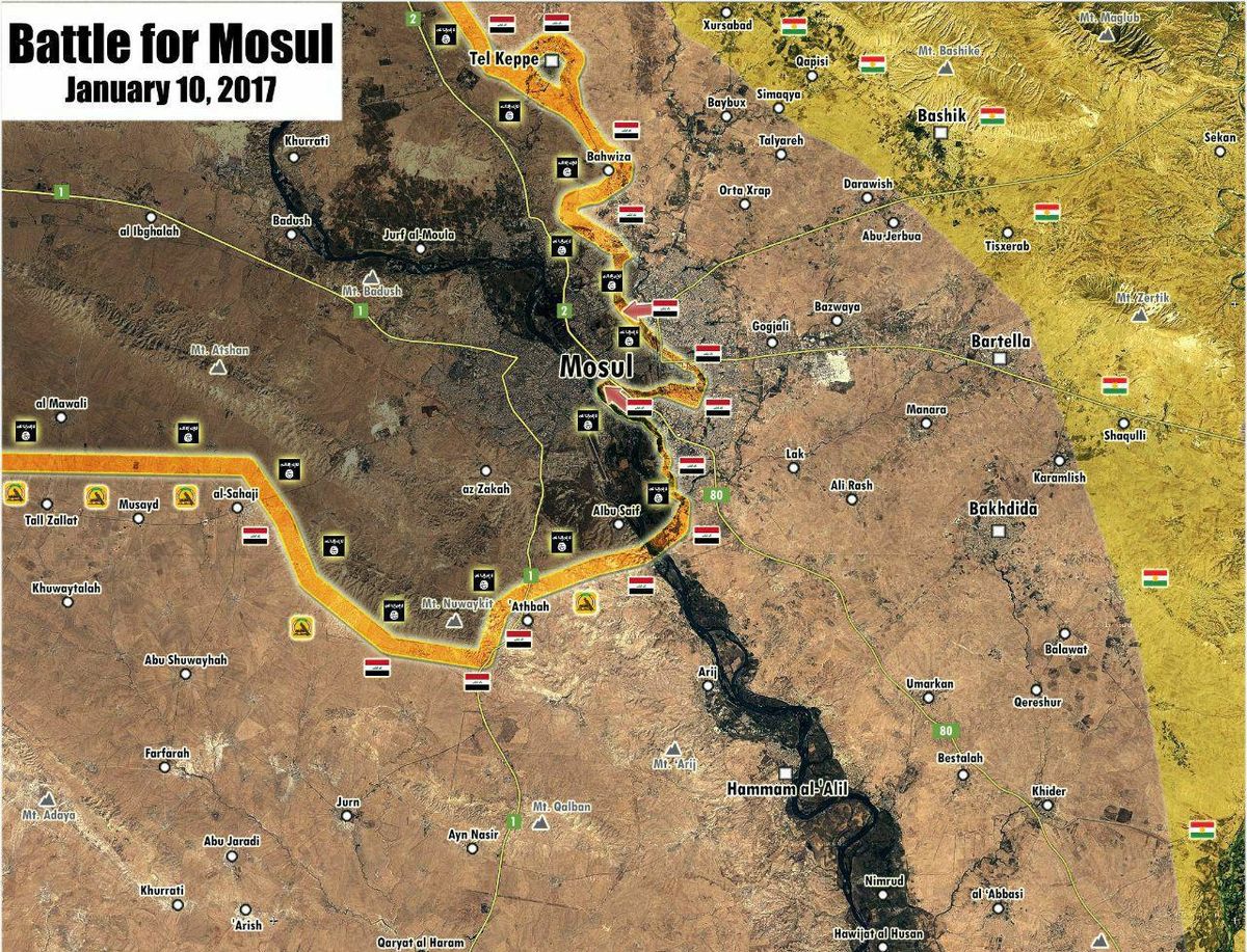 هفت منطقه تا آزادسازی کامل شرق موصل + عکس