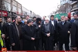 حضور ۱۵ دقیقه‌ای رئیس‌جمهور در حادثه پلاسکو