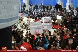 مراسم تشییع پیکر شهدای آتش‌نشان در تهران