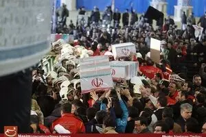 مراسم تشییع پیکر شهدای آتش‌نشان در تهران