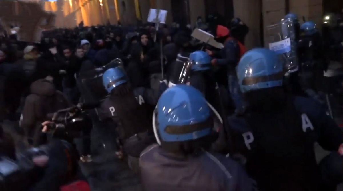 درگیری پلیس ایتالیا با دانشجویان