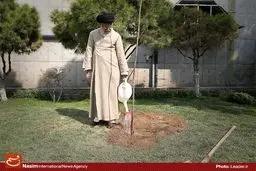 کاشت نهال توسط رهبر معظم انقلاب بمناسبت هفته منابع طبیعی