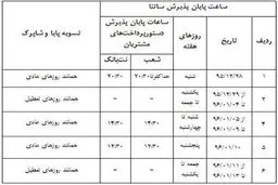 ساعت کاری ساتنا، پایا و شاپرک در نوروز ۹۶+ جدول