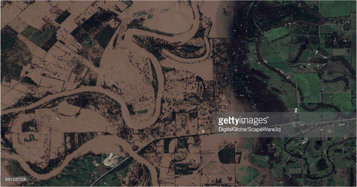 عکس‌های ماهواره‌ای تگزاس قبل و بعد از طوفان هاروی