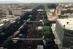 اولین تصاویر هوایی از مراسم تشییع شهید محسن حججی