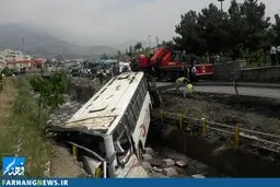 واژگونی اتوبوس در بیرجند؛ ۴ نفر مجروح شدند